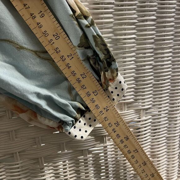Soft Surroundings Montage Blouse Women's Size Large Blue Floral Polka Dots - Picture 7 of 10